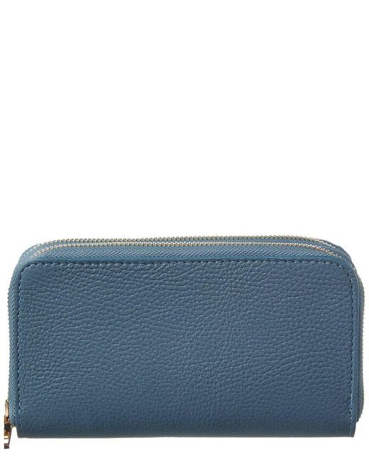 Persaman New York Blue Xenia Zip Leather Continental Wallet