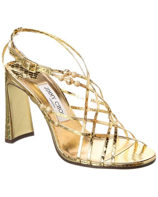 Jimmy Choo Metallic Felice 95 Leather Sandal