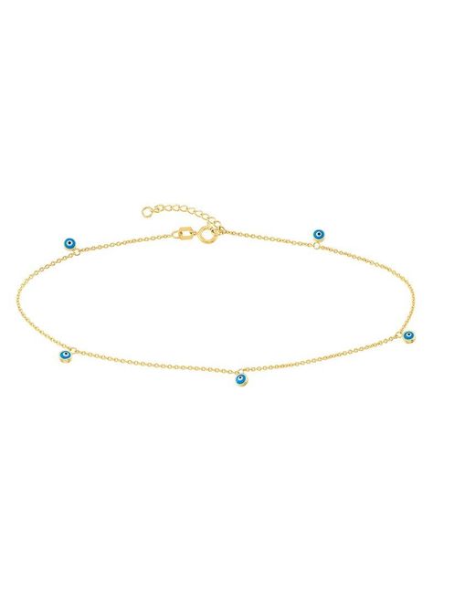 HAWLEY ST White 14K Evil Eye Anklet