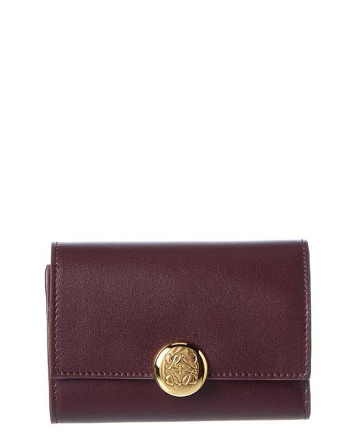 Loewe Purple Pebble Small Vertical Leather Wallet