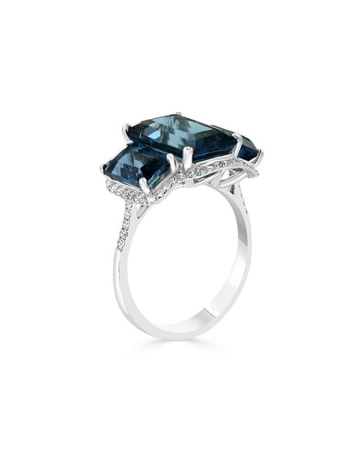 Effy Fine Jewelry Blue 14K 8.72 Ct. Tw. Diamond & London Topaz Ring