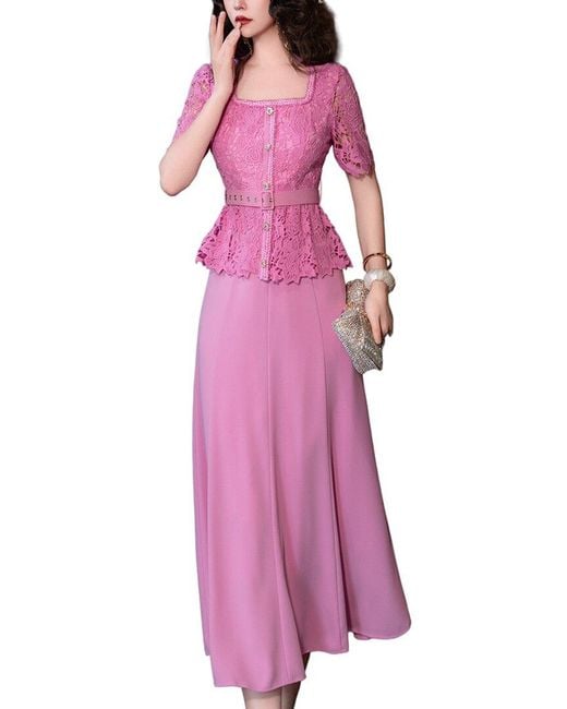 BURRYCO Pink Solid Maxi Dress