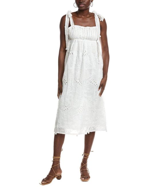 Farm Rio White Midi Dress