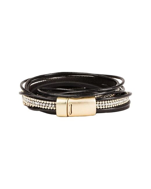 Saachi Black Leather Flaunt Bracelet