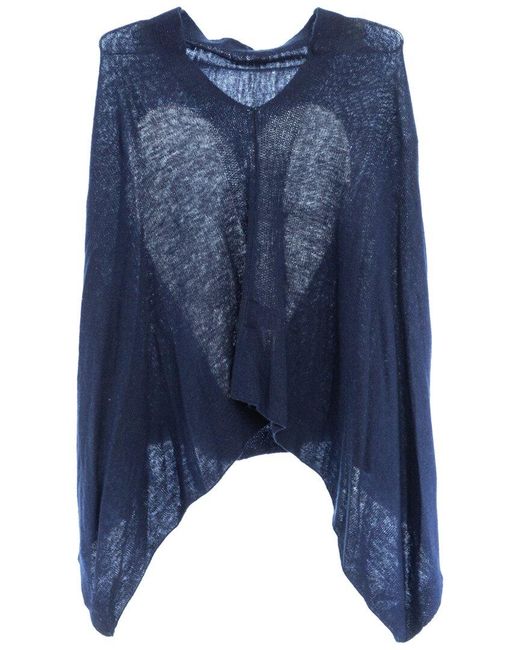 Saachi Blue Heart Wool & Cashmere-Blend Poncho