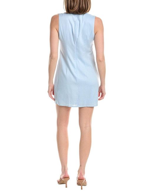 FLORA BEA NYC Blue Devyn Linen-Blend Dress