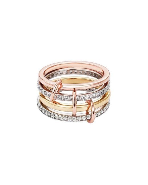 Adornia White 14K Plated Cz Mixed Metal Connected 4Pc Stack Ring