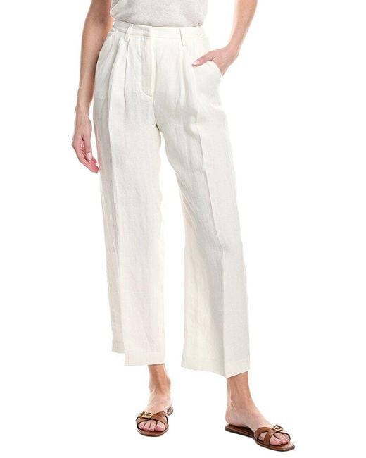 Fabiana Filippi White Textured Linen Pleated Trouser