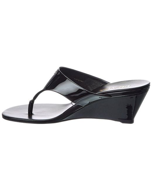 Prada Black Patent Wedge Sandal