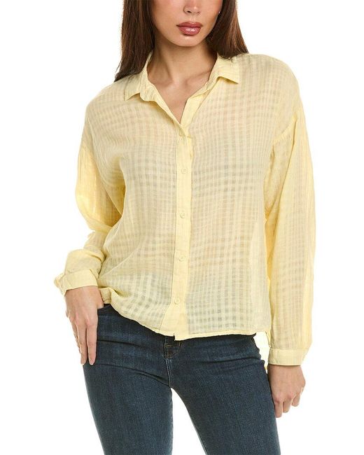 Bella Dahl Yellow High-low Hem Linen-blend Shirt