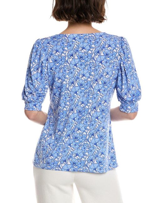 Cece Blue Shirred Top