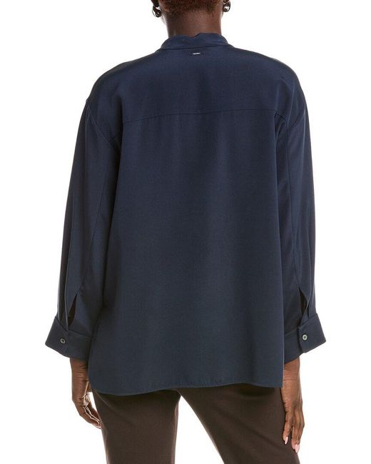Max Mara Blue Leticia Silk-Blend Top