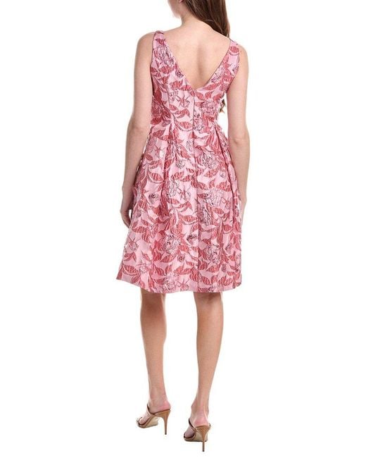 Adrianna Papell Red Floral Jacquard Mini Dress