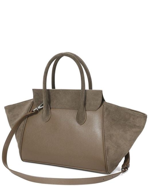 Tiffany & Fred Paris Brown Suede & Leather Winged Tote