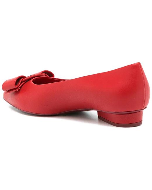 Ferragamo Red Viva Leather Ballet Flat