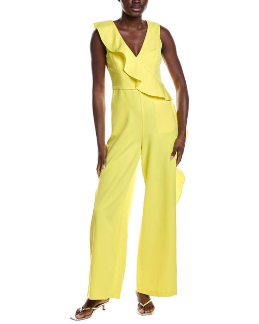 Laundry by Shelli Segal Yellow Ruffle Jumpsuit