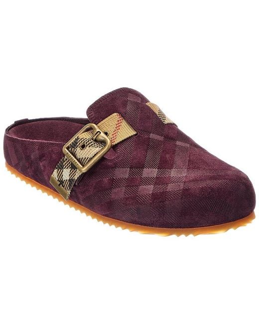 Burberry Red Check Suede Mule