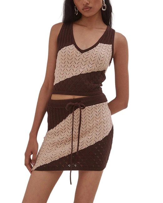 Homeyee Brown 2Pc Top & Skirt Set