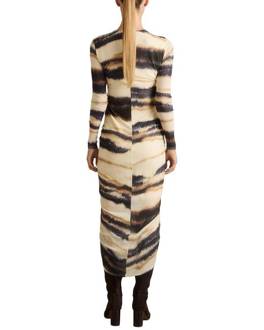 Reiss Multicolor Georgia Printed Ruched Wool-Blend Dress