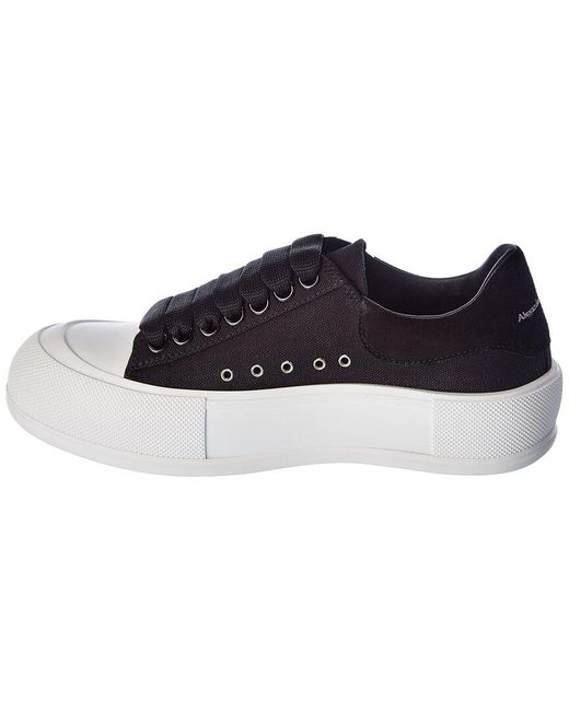 McQueen Blue Deck Plimsoll Canvas & Suede Sneaker