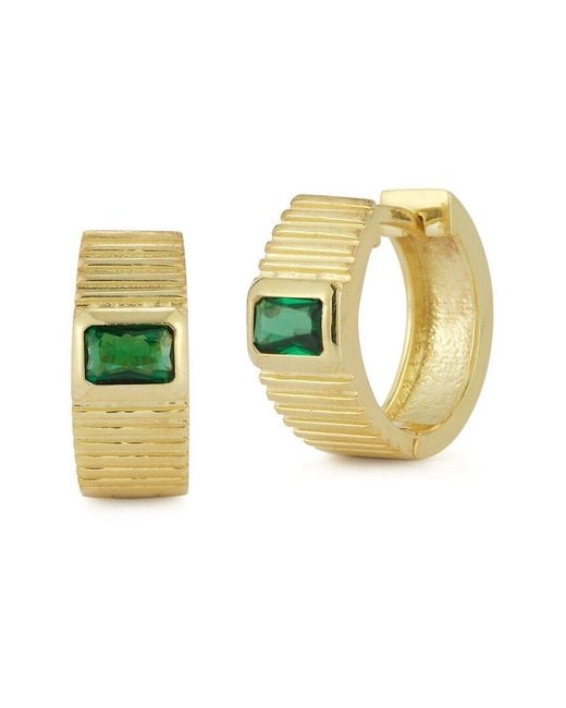 Chloe and Madison Multicolor 14k Over Silver Cz Huggie Earrings