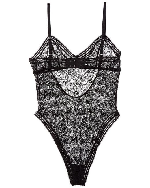 Wolford Gray Graphic Lace Built Up Bodysuit