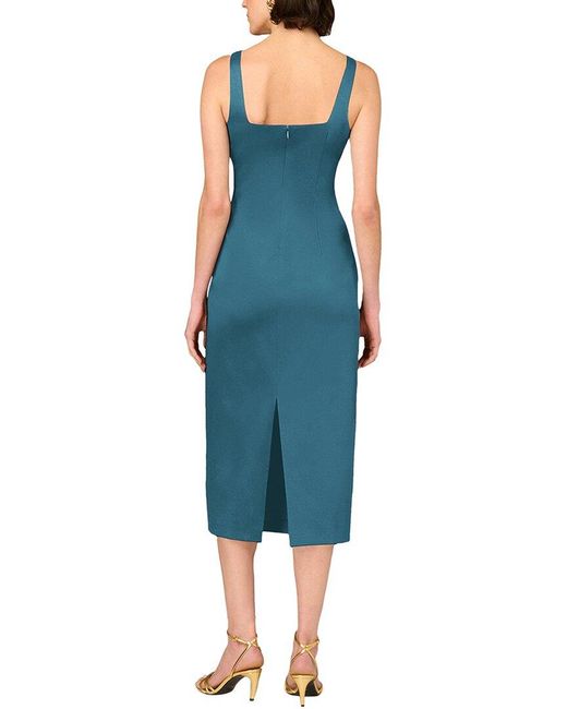 Aidan Mattox Blue Solid Midi Dress