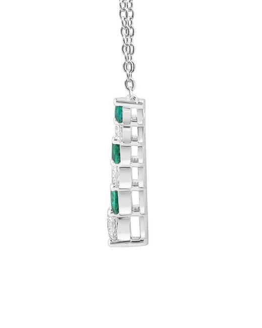 Lab Grown Diamonds Metallic 14K 1.00 Ct. Tw. Lab-Grown Diamond & Lab-Grown Created Emerald Pendant