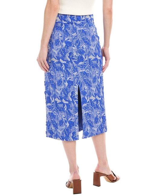 PATBO Blue Jacquard Midi Skirt