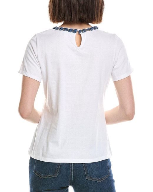 Cece White Denim Chain Neck T-Shirt
