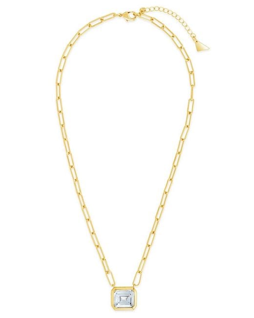 Sterling Forever Metallic 14K Plated Cz Camille Bezel Necklace