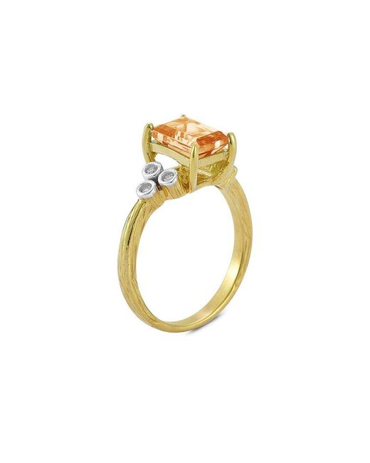 Reiss Metallic 14K 1.59 Ct. Tw. Diamond & Citrine Cocktail Ring