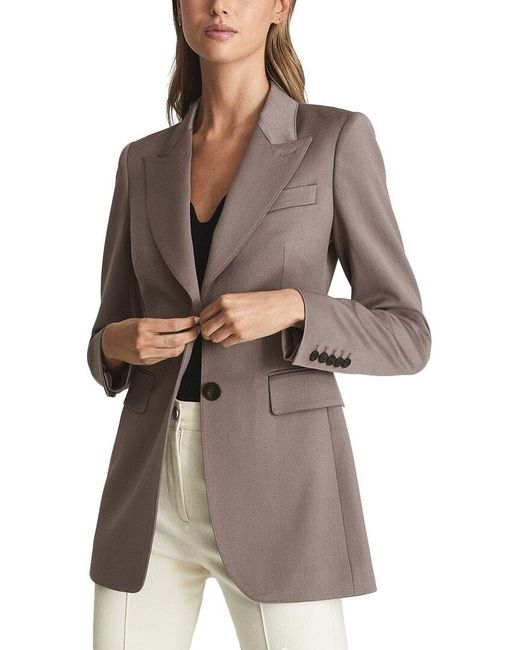 Reiss Brown Harper Wool-Blend Blazer