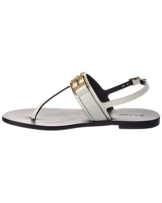 Bally White Logo Positano Leather Flat Sandal