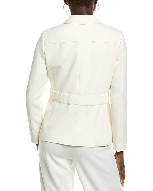 Kenneth Cole White Belted Patch Pocket Jacket