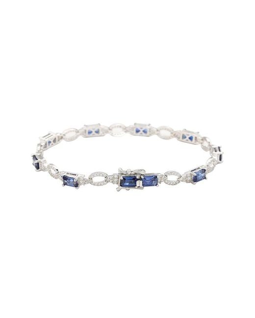 Suzy Levian White Silver 0.02 Ct. Tw. Diamond & Gemstone Bracelet