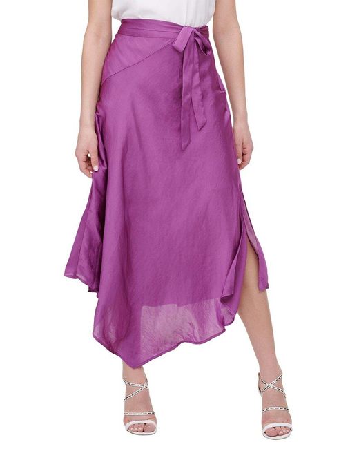 DKNY Purple Panel Asymmetrical Midi Skirt