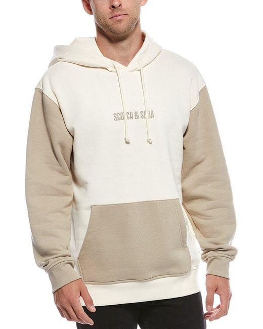 Scotch & Soda White Relaxed Fit Colorblock Hoodie for men