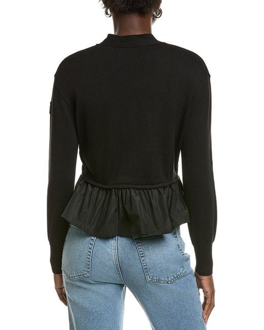 Moncler Black Peplum Cashmere & Silk-Blend Cardigan