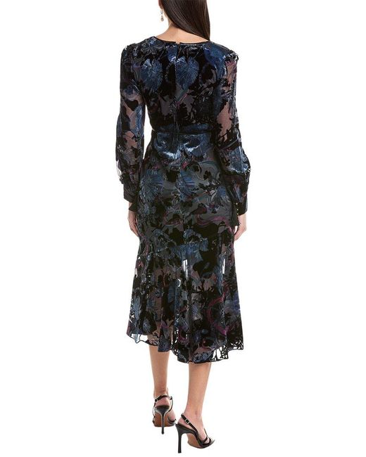 Marchesa Black Marchesa Rosa Velvet Burnout Midi Dress