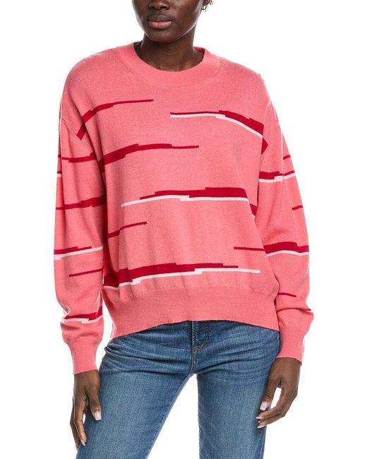 Brodie Cashmere Red Glitch Zebra Wool & Cashmere-Blend Sweater