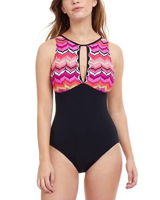 Gottex Black Palm Springs High Neck Cut Out One-piece