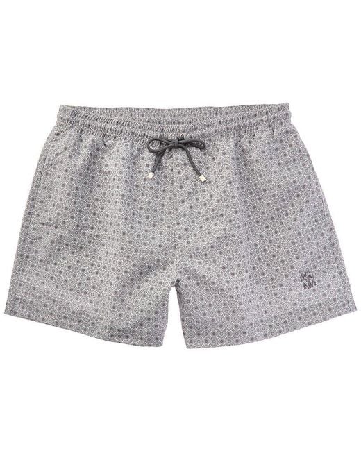 Brunello Cucinelli Gray Printed Swim Short for men