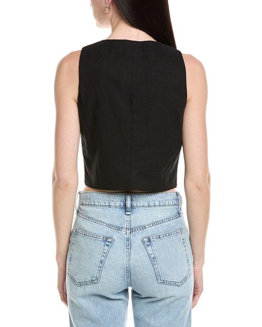 Seraphin Black Linen-Blend Vest