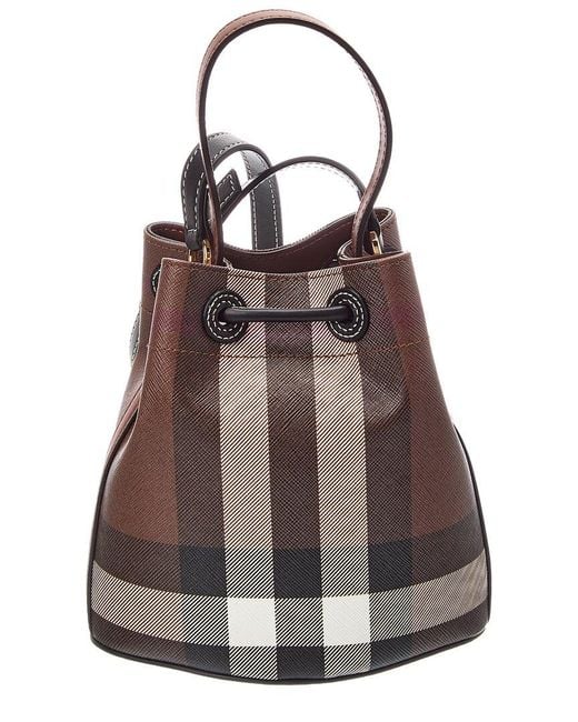 Burberry Brown Mini Check E-Canvas & Leather Bucket Bag