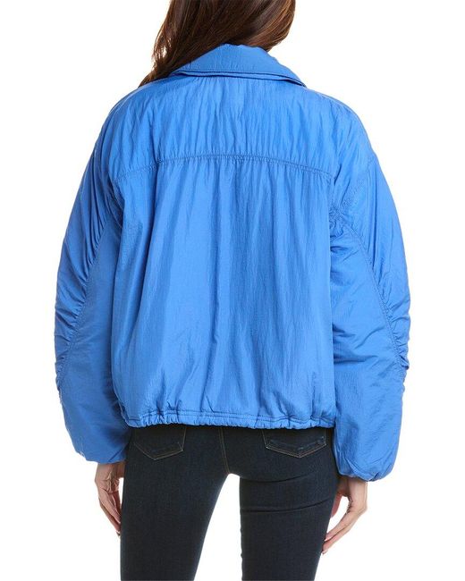 Free People Blue Off The Bleachers Coaches Jacket