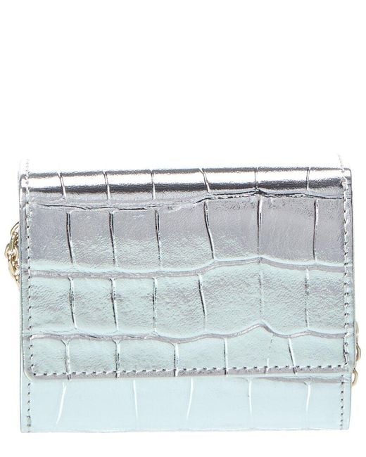 Roger Vivier Blue Croc-Embossed Leather Wallet On Chain