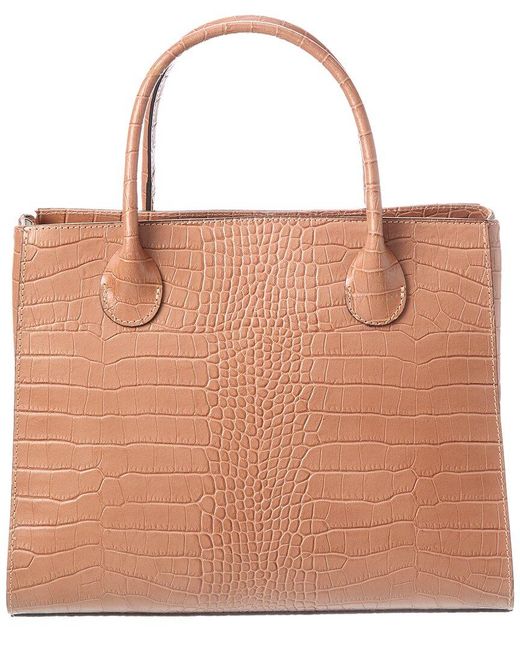 Italian Leather Brown Top Handle Tote