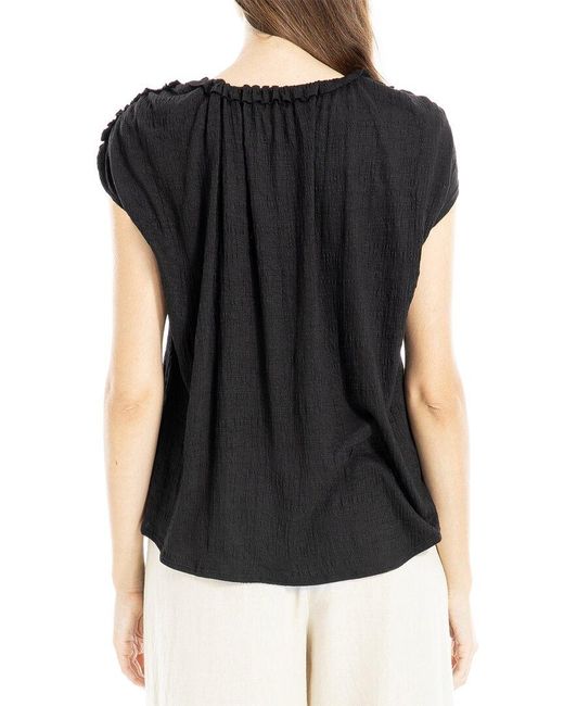 Max Studio Black V-Neck Tie Detail Top