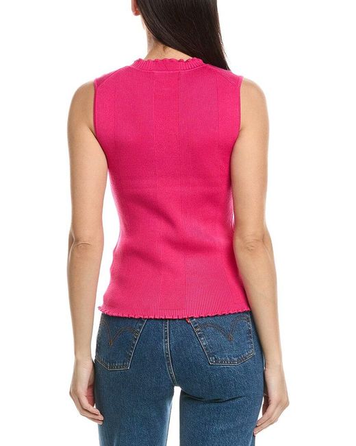 Karl Lagerfeld Red Ribbed Knit Top